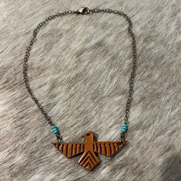 Jewelry - Brown Thunderbird Necklace with Turquoise Accents